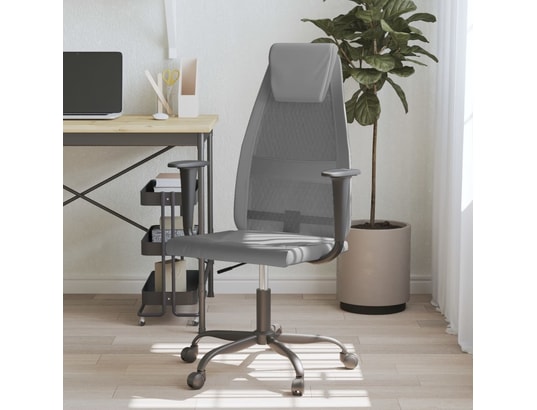 VIDAXL - Chaise de bureau gris tissu en maille et similicuir