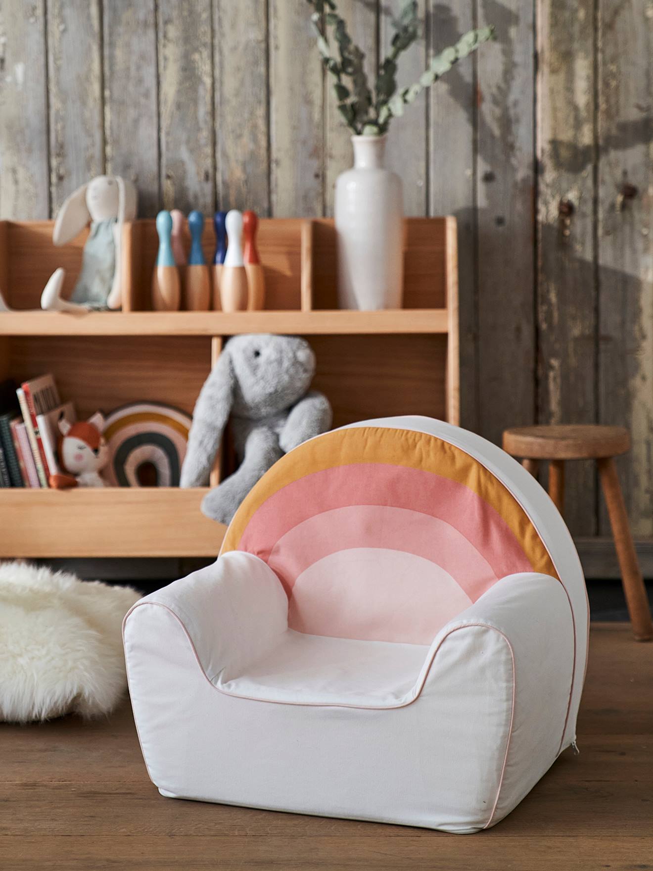 Poltrona de espuma Rainbow personalizável, branca clara, bicolor/multicolorida