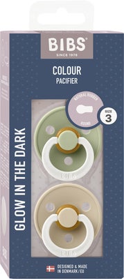 BIBS Colour Smokk 2-Pack Lateks Str 3 Rund, Sage GLOW/Vanilla GLOW