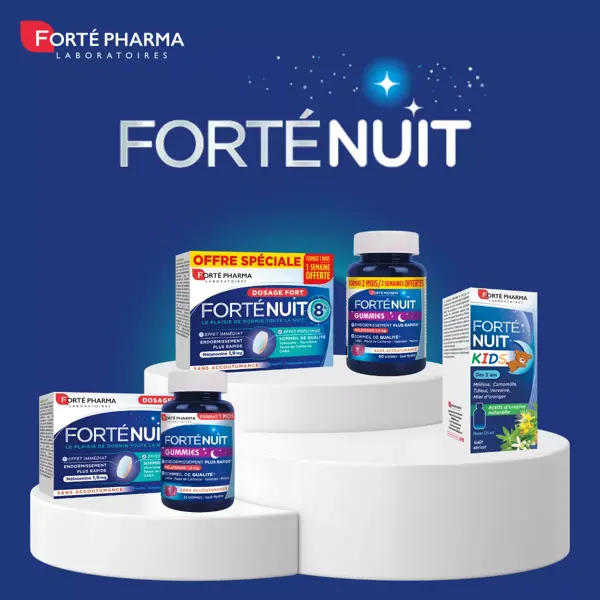 Forté Pharma FortéNuit 30 comprimidos, embalagem com 2 unidades.