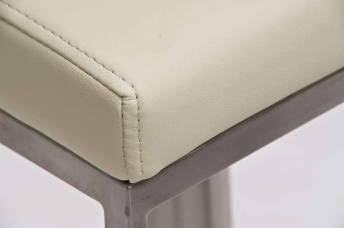 CLP Barhocker Panama Kunstleder I Höhenverstellbarer Barstuhl I Thekenhocker Mit Lehne Und Fußstütze I In Vielen Farben, Farbe:Creme, Gestell Farbe:Edelstahl