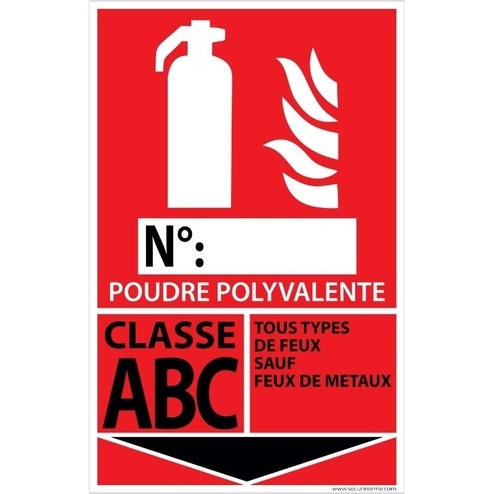 Panneau Extincteur Poudre ABC A5 Plastifié