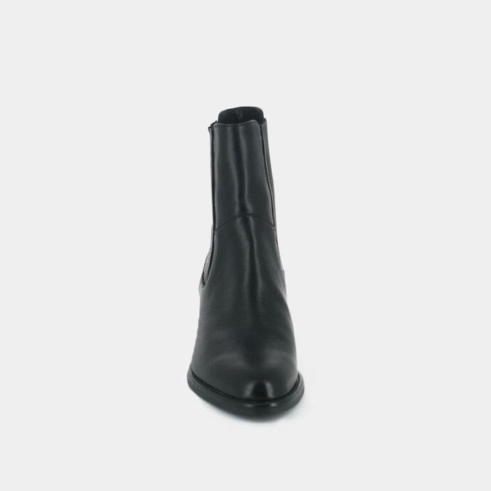 Boots à élastiques et talons carrés  en cuir noir