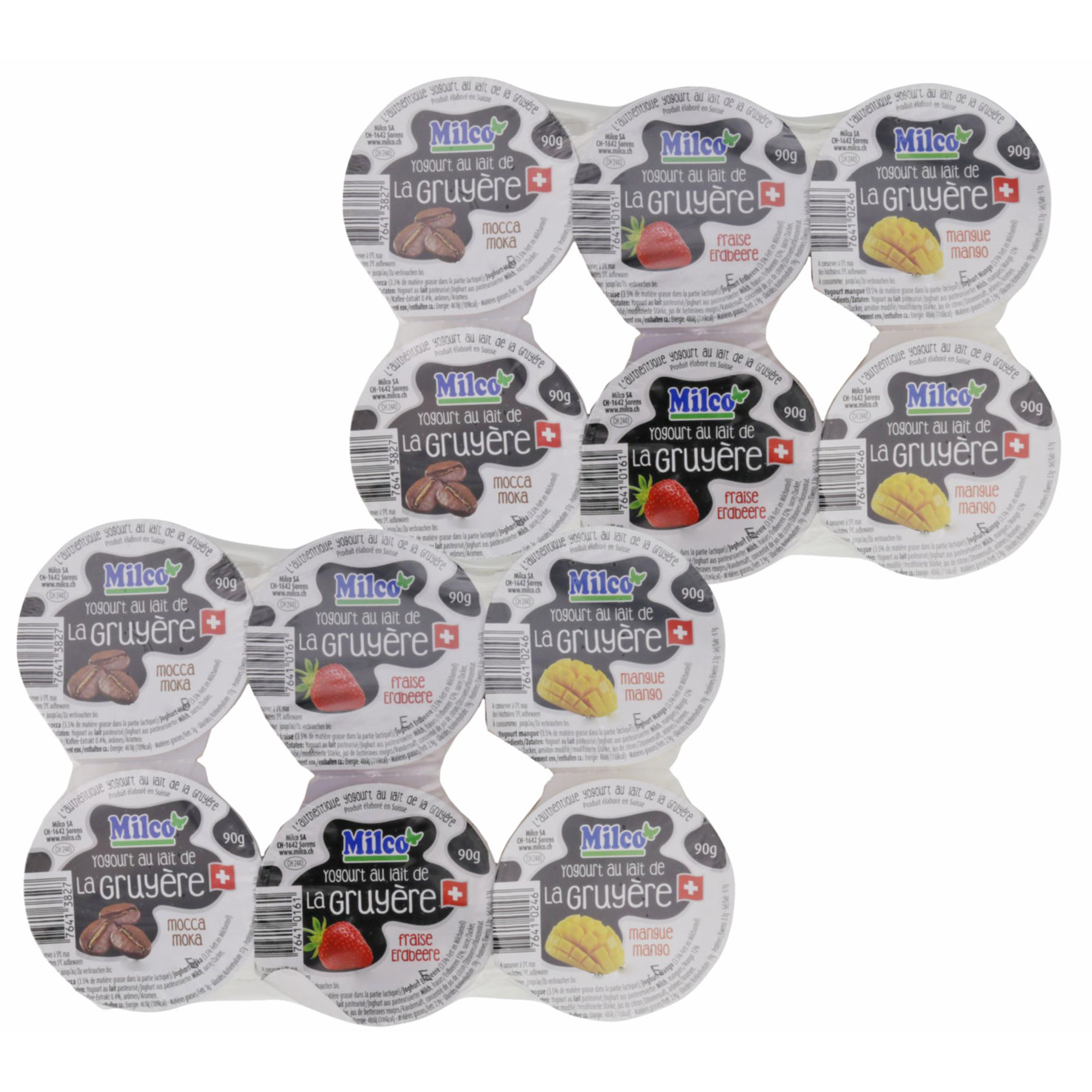 Milco Joghurt Mokka Erdbeere & Mango 12x90g