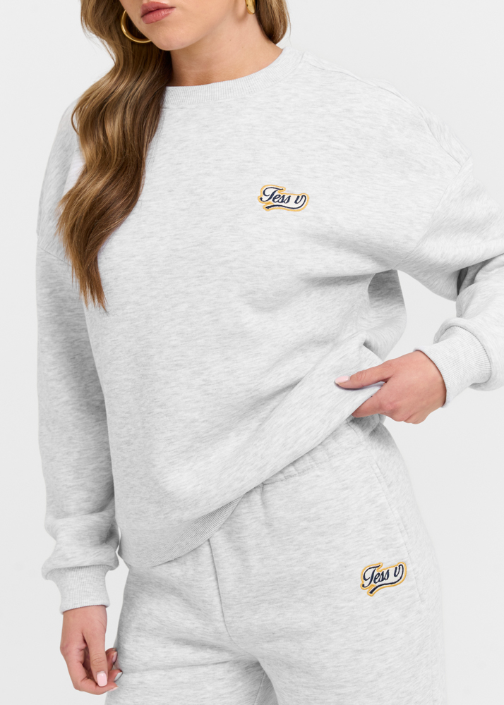 Patch sweater lichtgrijs