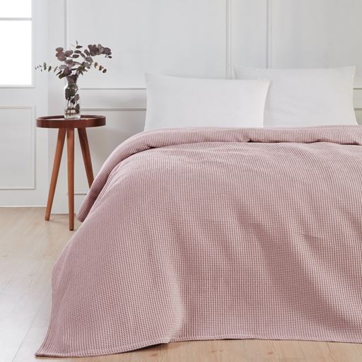 By Skagen Waffle Sengetæppe, Rosa, 220x220 cm