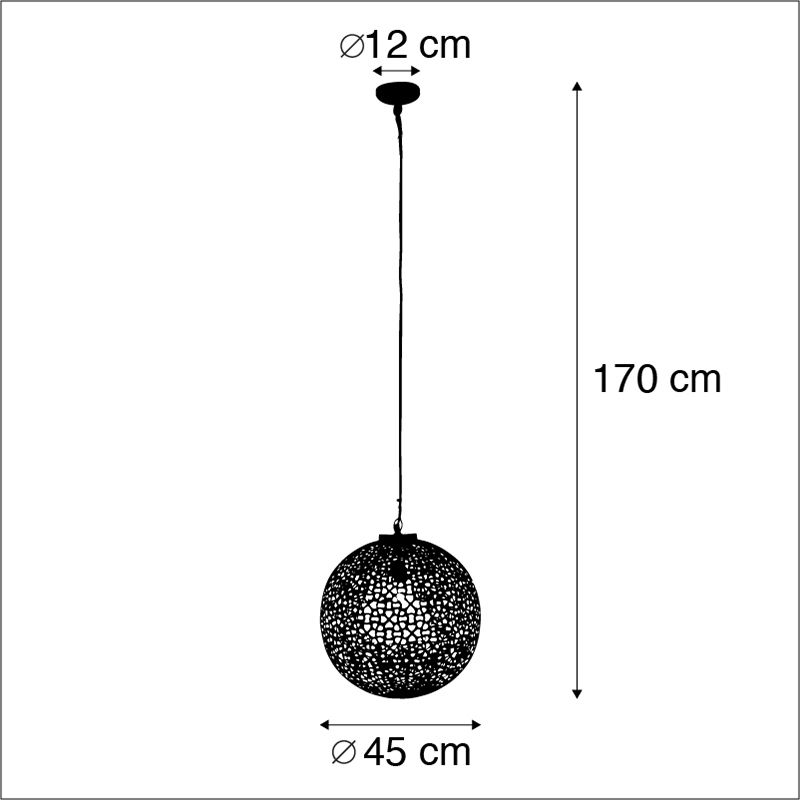 Oosterse hanglamp zwart met goud 45 cm - Radiante