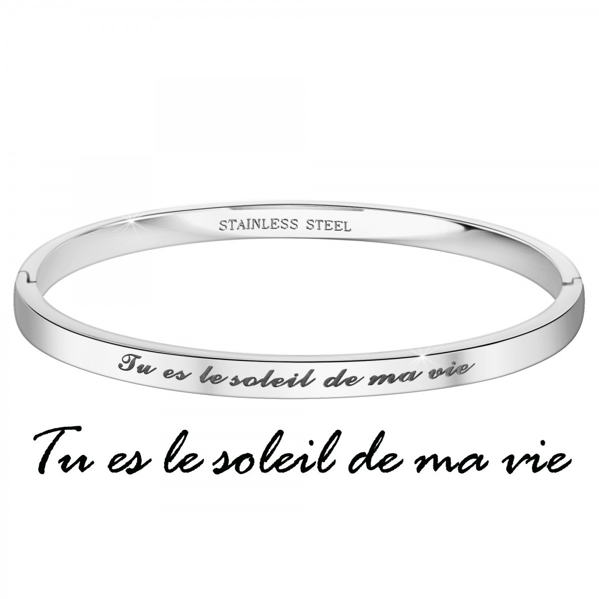 Tu es le soleil de ma vie - Bracelet SC Crystal en Acier Rhodié argenté