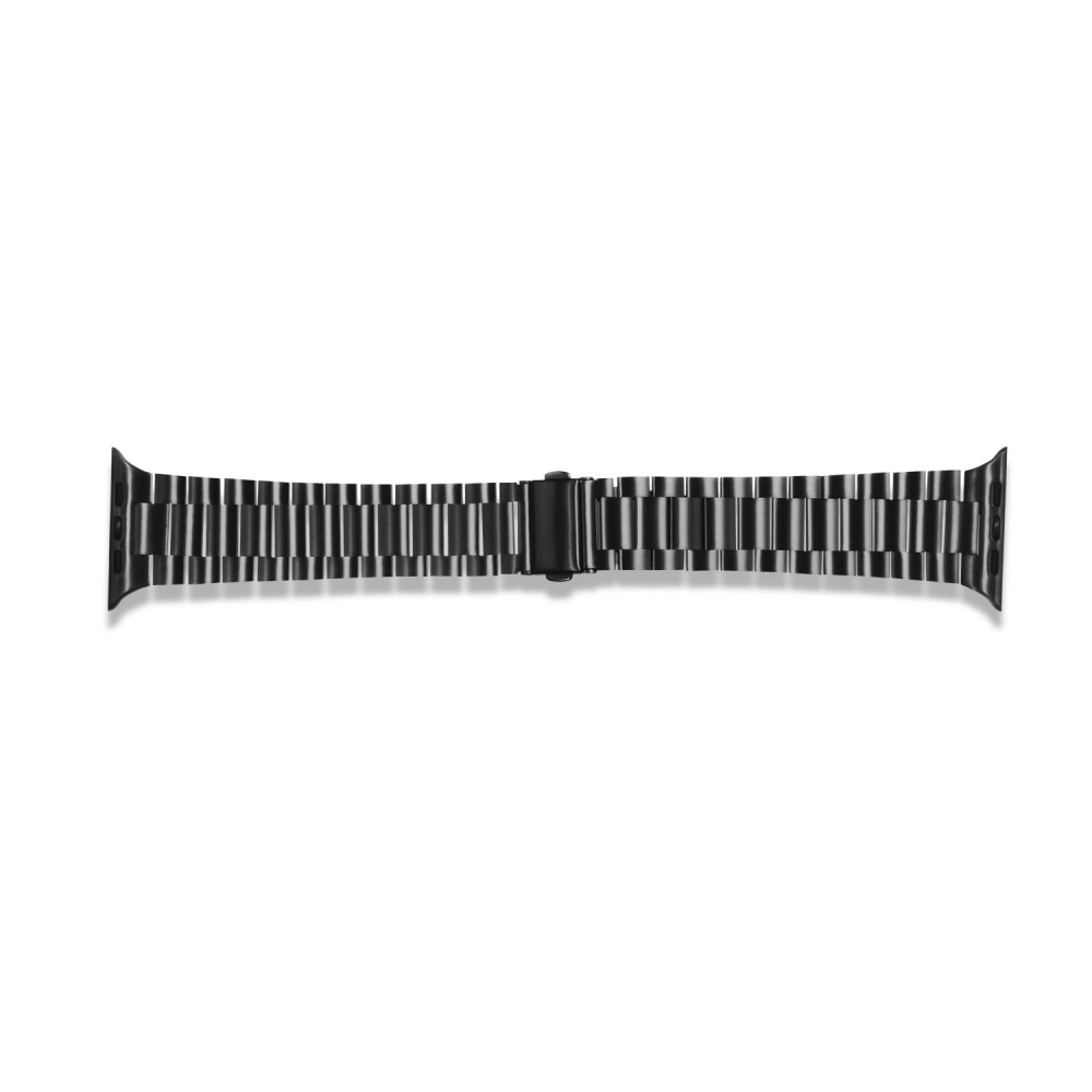 Apple Watch (49/46/45/44 mm) Klassisches Edelstahl Armband mit Faltschliesse - Schwarz