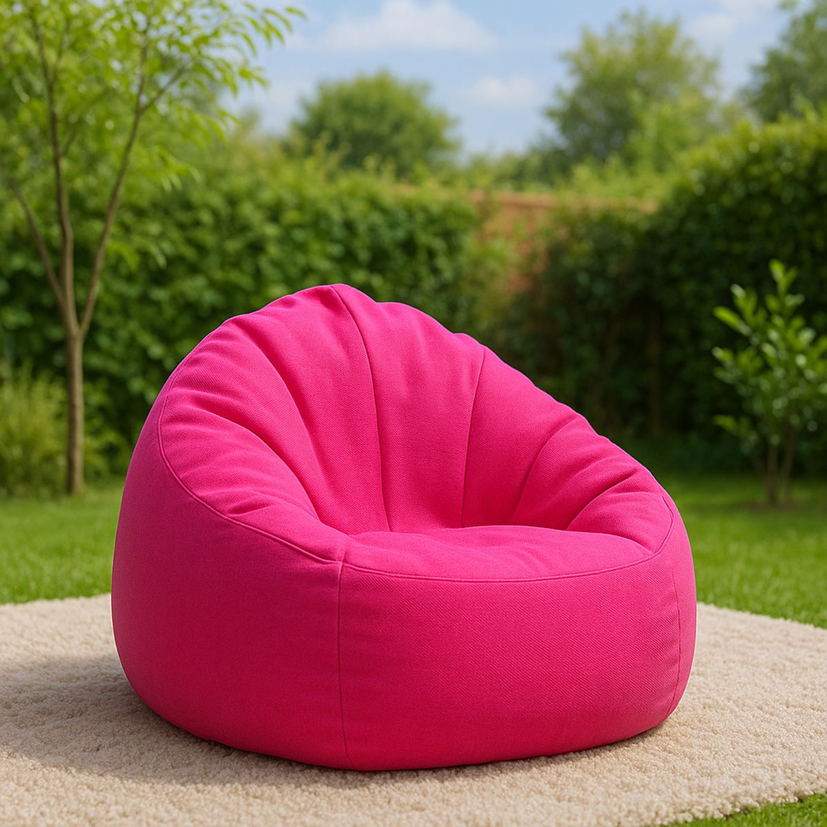 Sitzsack Sessel Stoff Rosa Rund 90x90cm