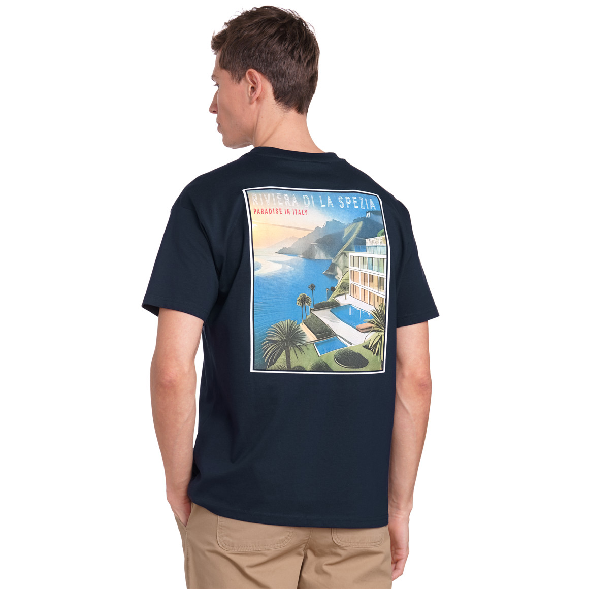 Jonas Nielsen Herren T-Shirt mit Backprint dunkelblau