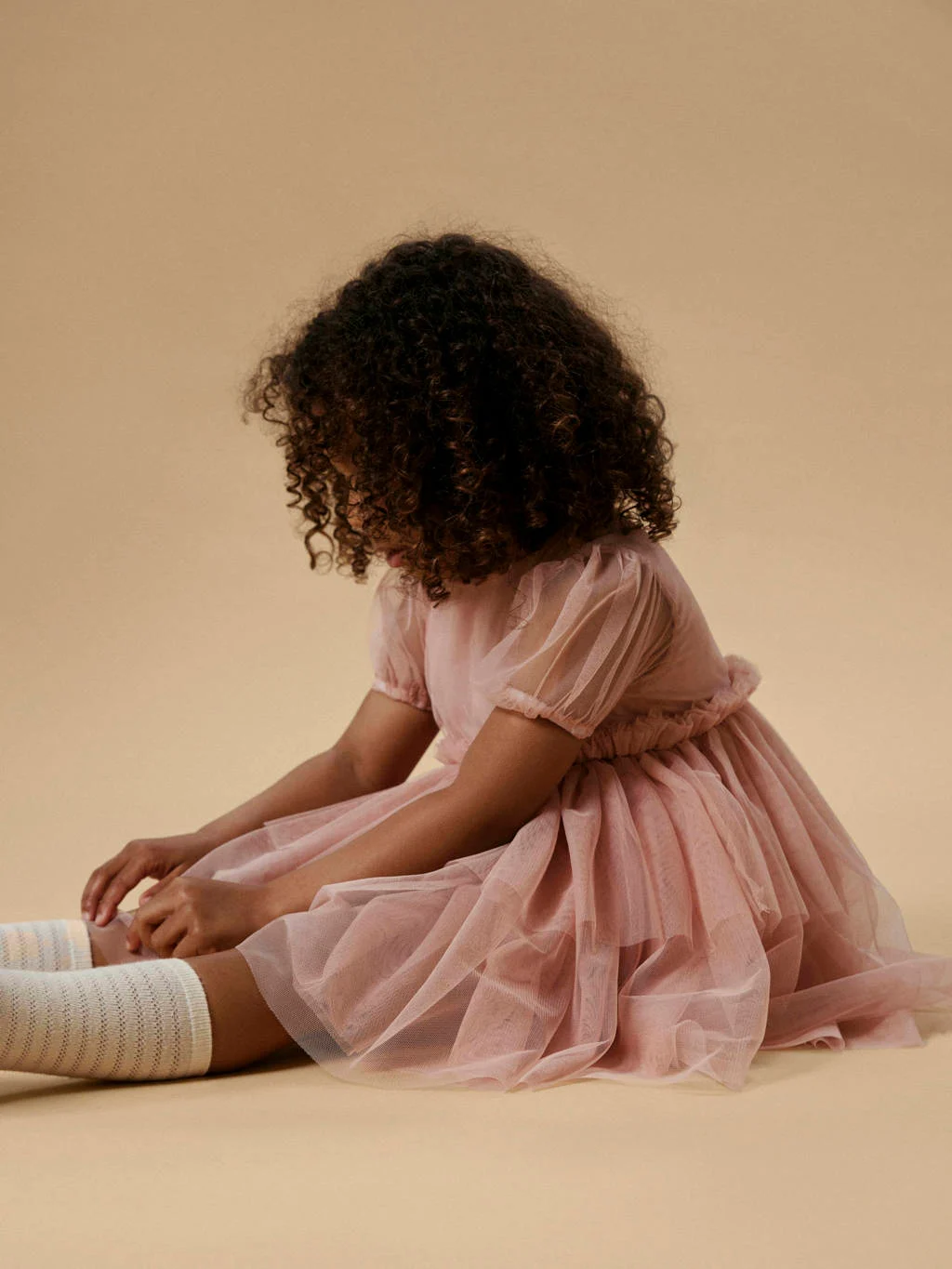 LIL' ATELIER MINI korte jurk met tule lichtroze