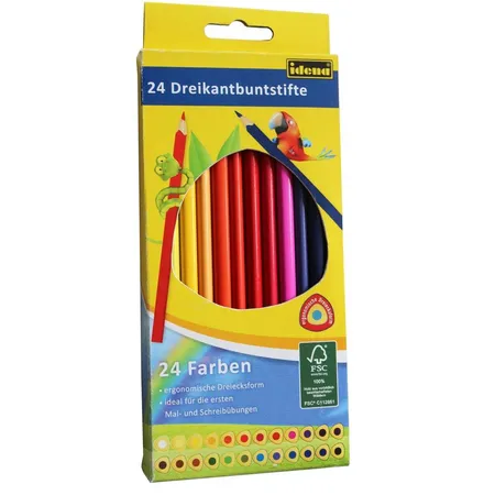 Idena Dreikant-Buntstifte, 24 Farben, ergonomische Form
