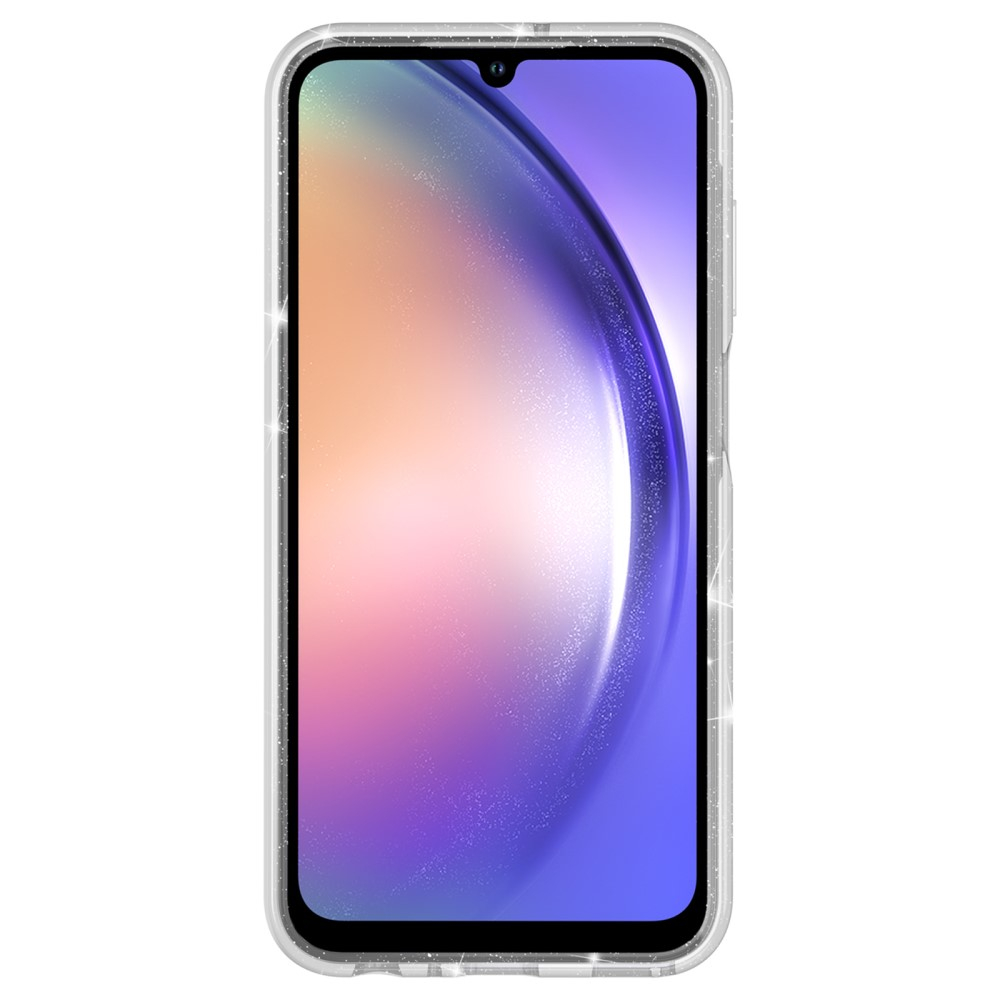 Samsung Galaxy A55 Hybrid Hardcase Schutzhülle im Glitzer Design - Silber / Transparent