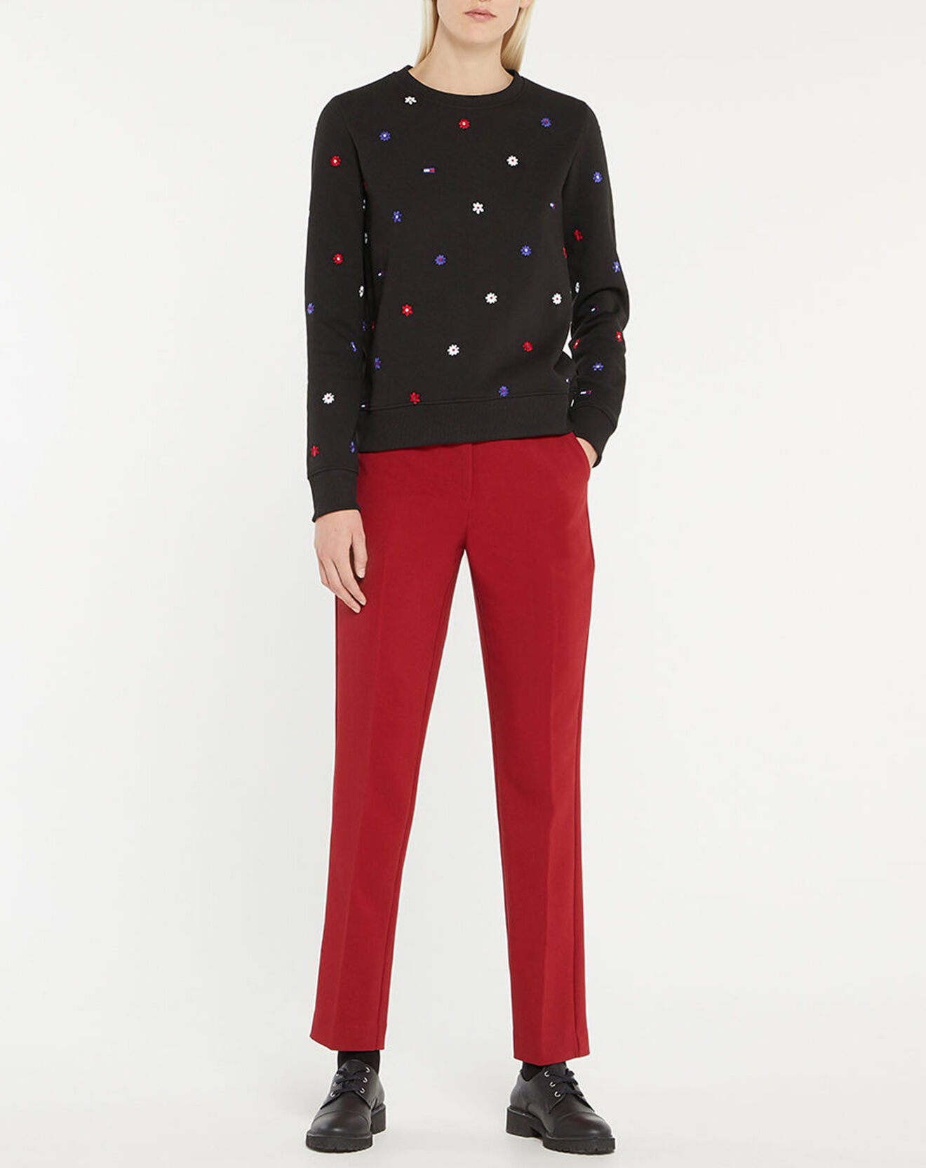 Tommy Jeans Sweat Crit Crew à fleurs noir/multicolore