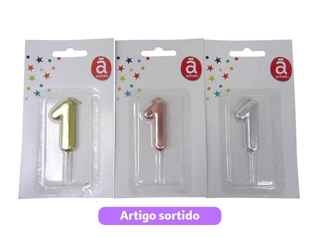 VELA ANIVERSÁRIO Nº1 ACTUEL CORES SORTIDAS