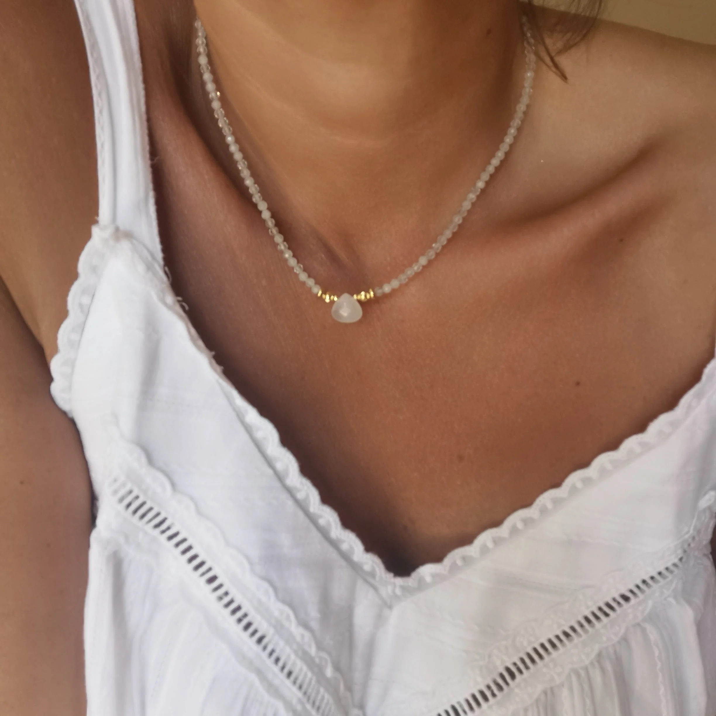 SOFIA - Collier quartz rose | Blanc