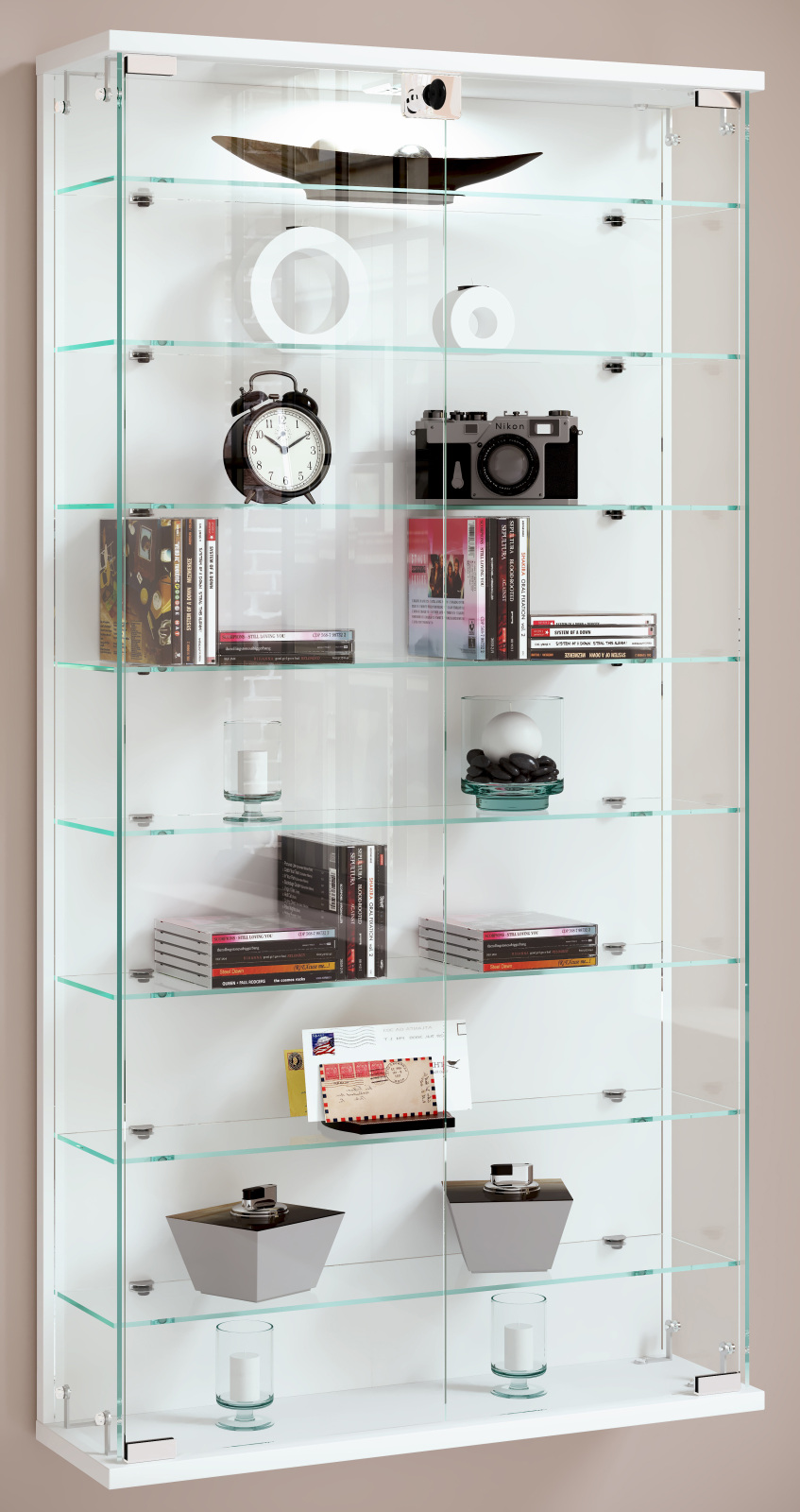 Wandvitrine RELAS L - weiß - 114 cm hoch