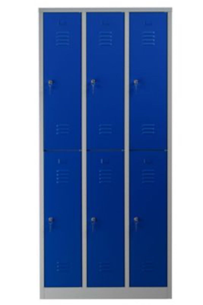 PROREGAL Garderobekast Camel 6 Compartimenten HxBxD 195 x 90 x 50 cm Cilinderslot Grijsblauw