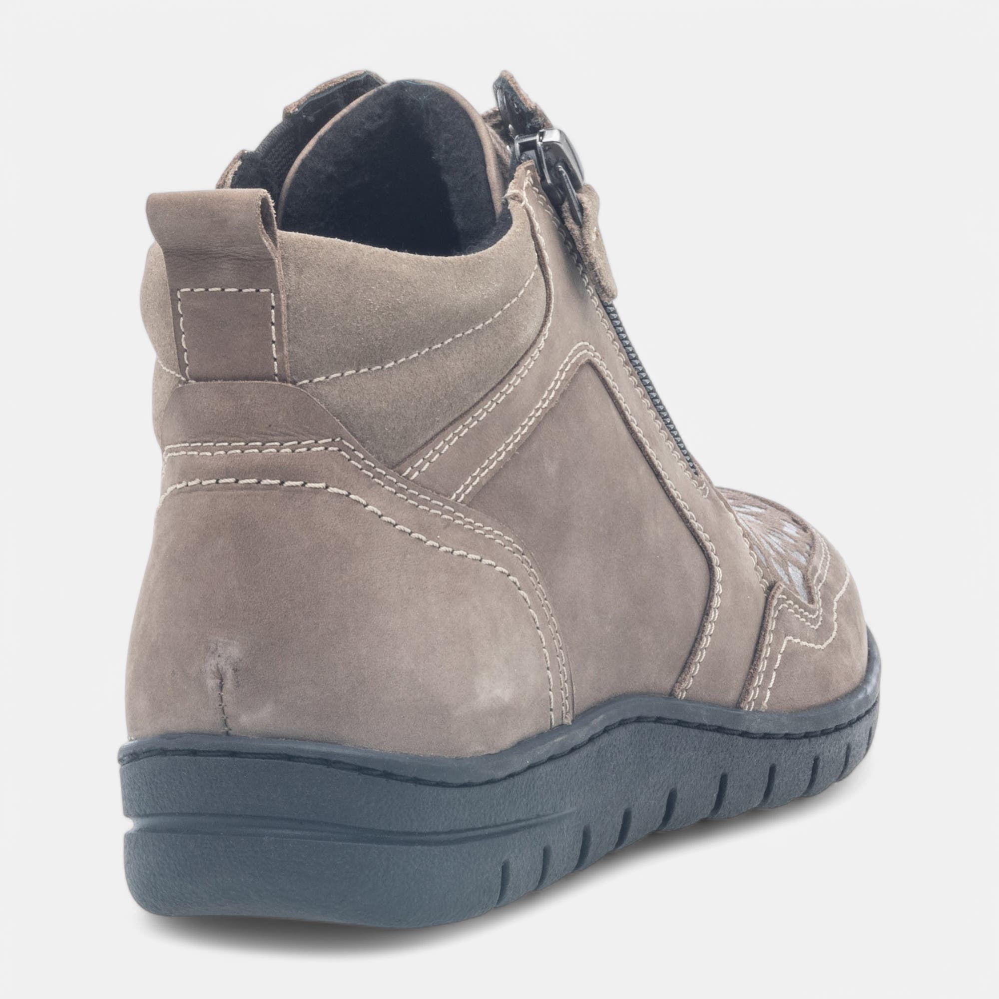 Bottines à lacets Femme en cuir taupe