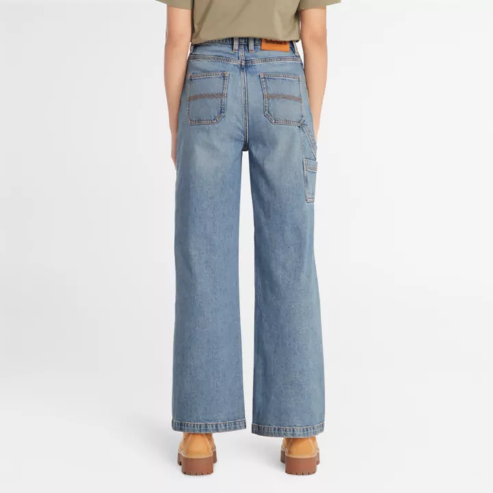 Pantalon charpentier en denim avec technologie Refibra pour femme en bleu
