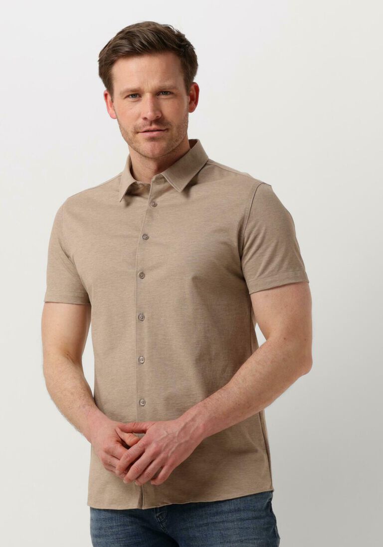 PURE PATH zand pure path casual overhemd pique shortsleeve button up shirt