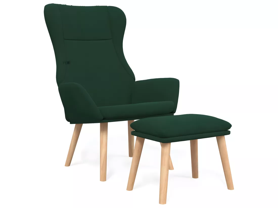 Chaise de relaxation avec repose-pied Vert foncé Tissu