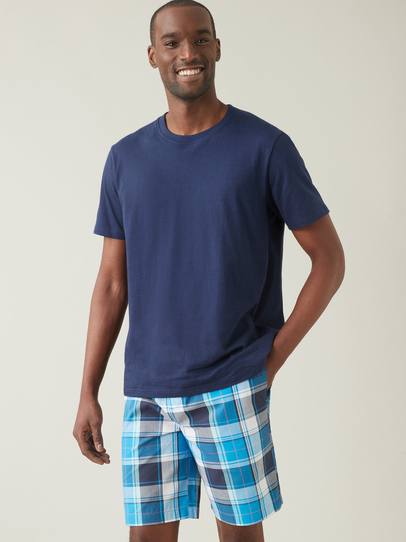 Pyjama short bi-matière homme
