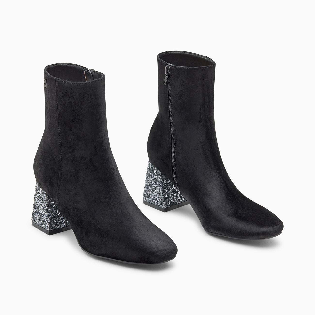 Bottines-Bottines New York noires à talon pailleté argent