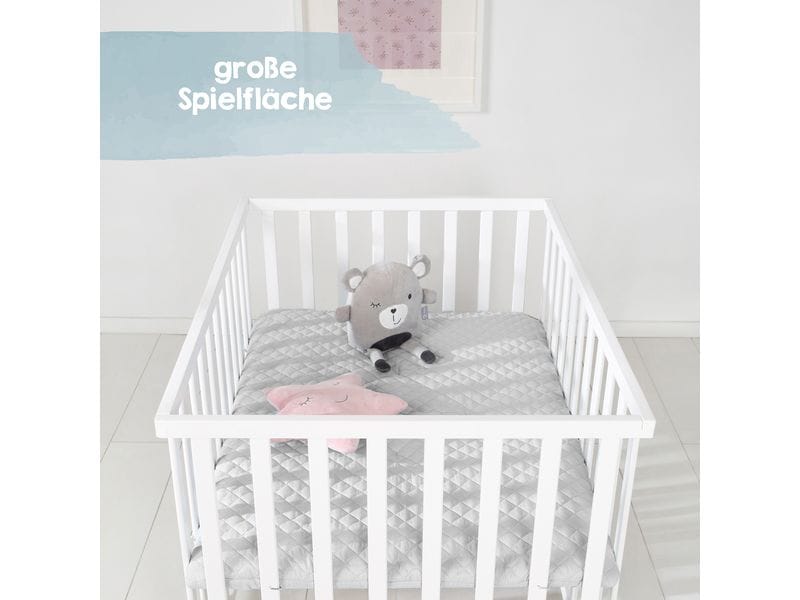 roba Laufgitter auf Rollen 75 x 100 cm Grau Spielgitter inkl. grauer Schutzeinlage & Rollen