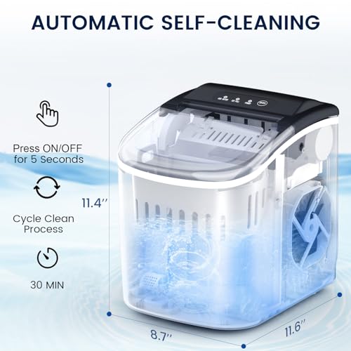 Machine à glaçons Joy Pebble, 9 cubes prêts en 6 minutes, 12 kg/24h, portable avec panier et pelle, pour maison/cuisine/camping/camping car : Cuisine et Maison