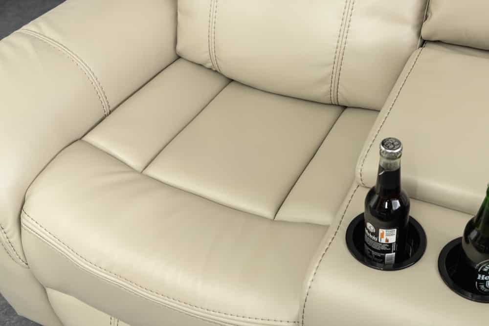 Exklusiver 5er Kinosessel HOLLYWOOD beige Ecksofa Getränkehalter Stauraum