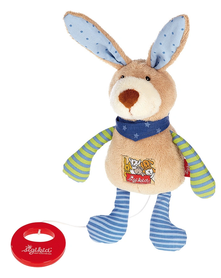 Spieluhr HASE in hellbraun/blau