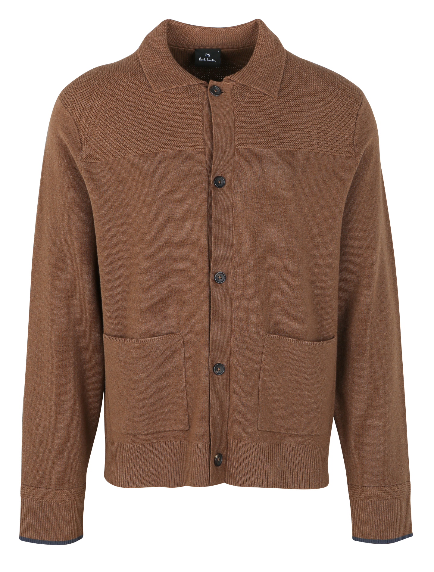 Gilet boutonné en coton et laine mélangés | Marron