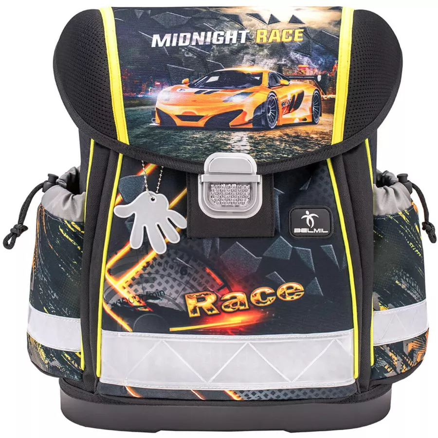 Belmil Schulranzen Classy Schulranzen Set 5-teilig mit Brustgurt Midnight Race