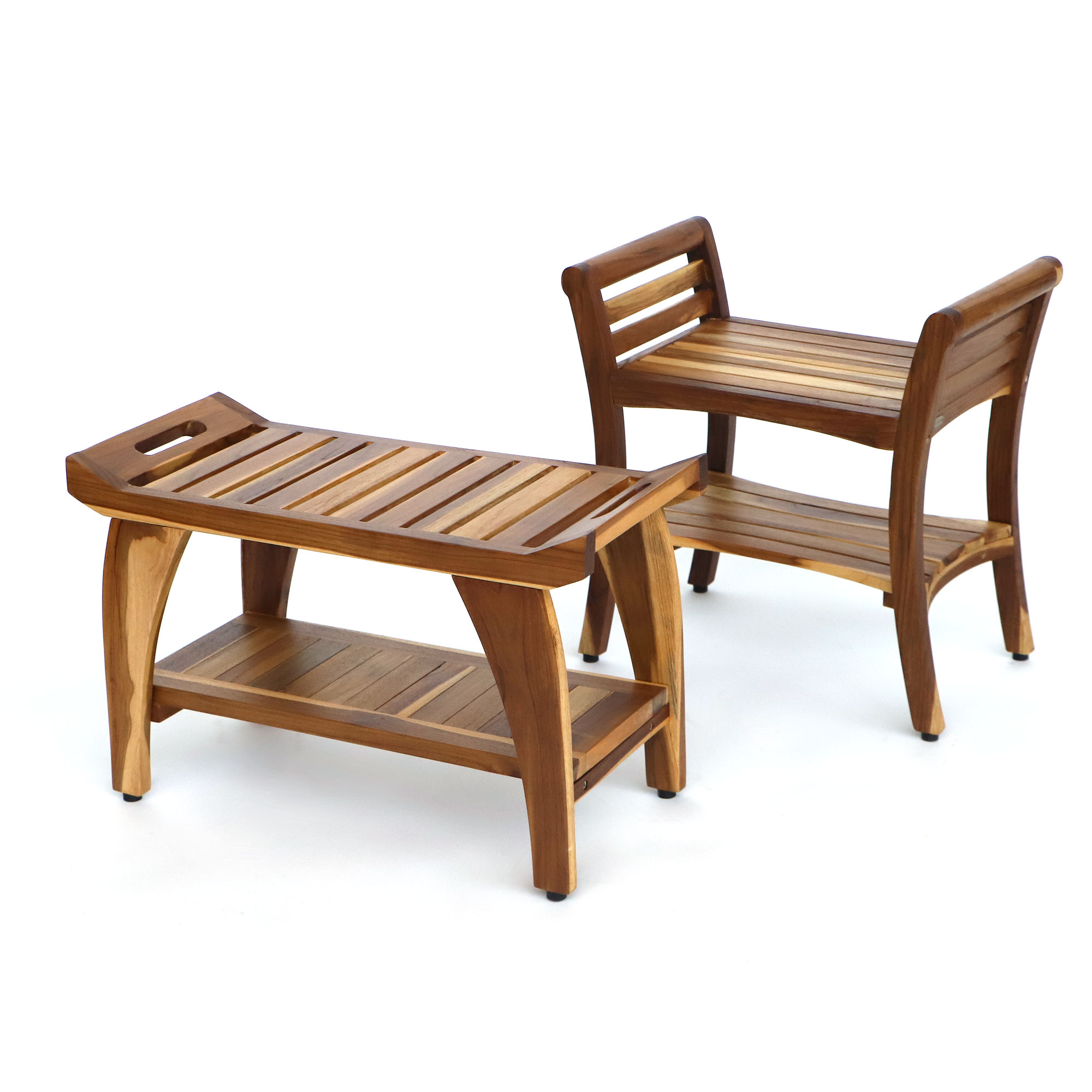 Bad-Hocker aus Teak, B 76 cm, L 36 cm, H 48 cm von fischer's lagerhaus