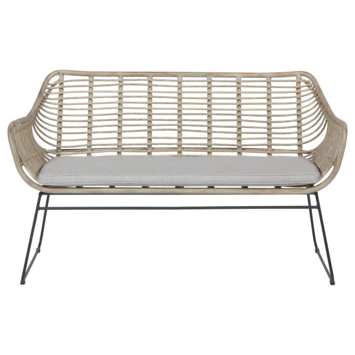 Tuinbank Mason natural hout wicker 140,5 cm