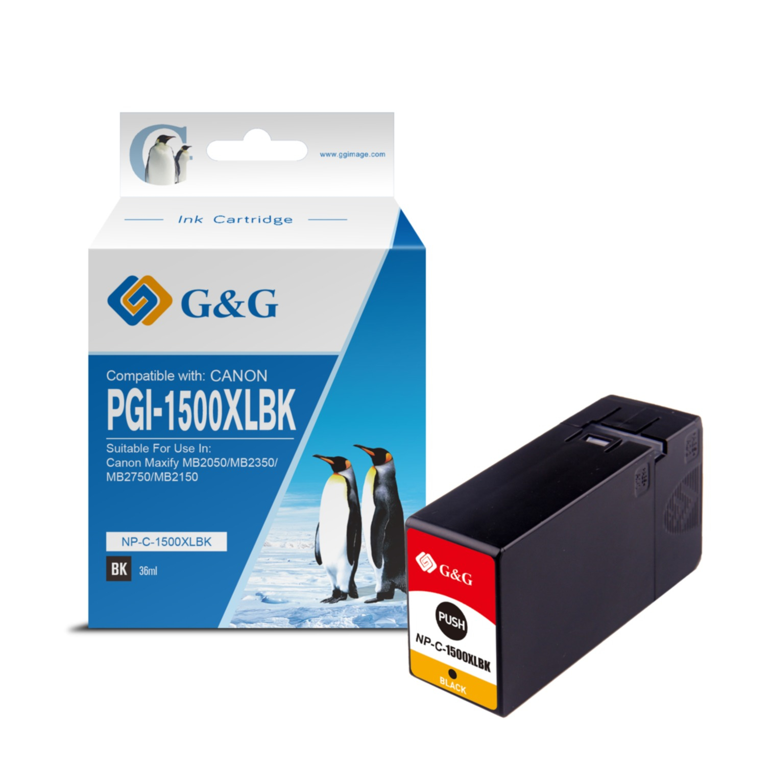 Ersetzt Canon PGI-1500XL BK Druckerpatrone Printer Tintenpatrone (1200 Seiten / 36ml) - Schwarz
