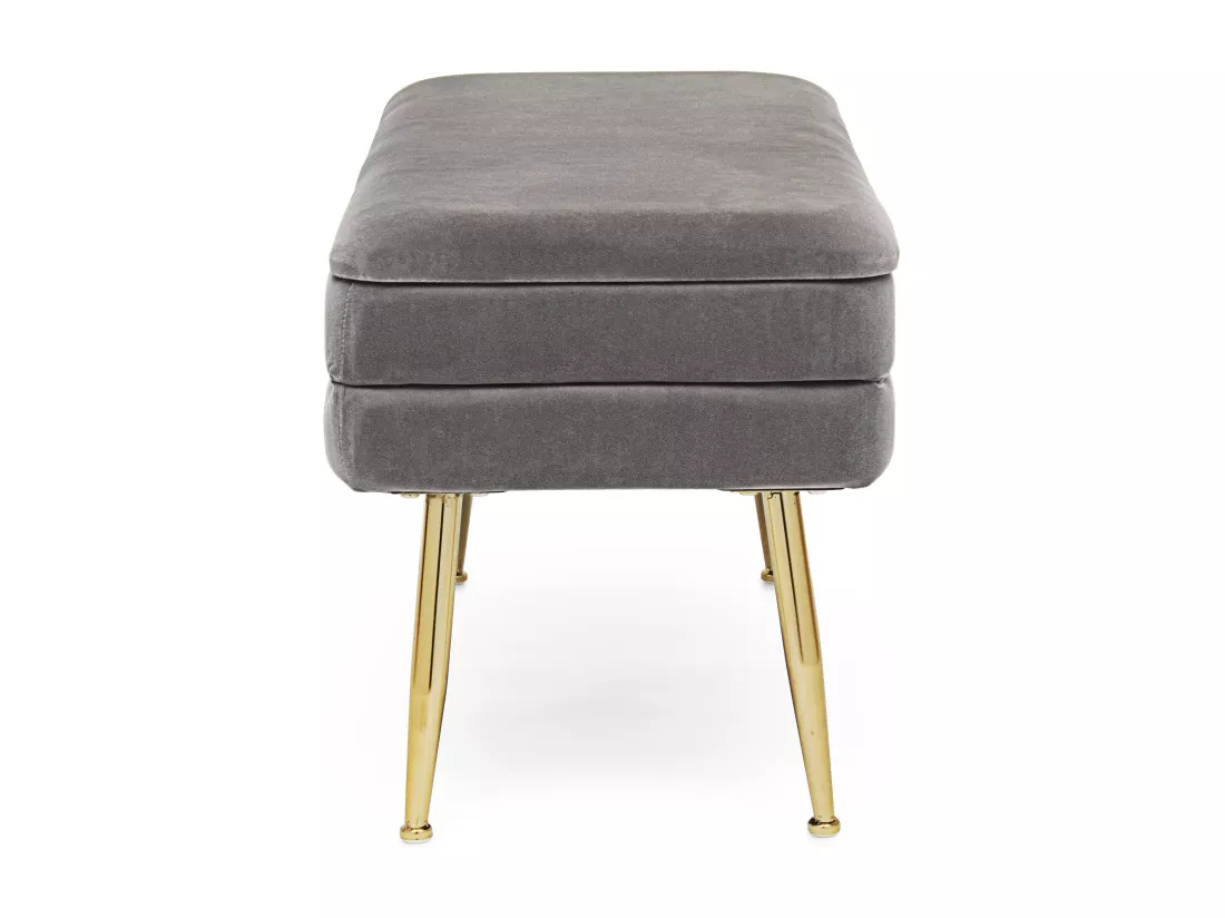Banc coffre en velours sur pieds acier doré Pakia-Couleur Gris