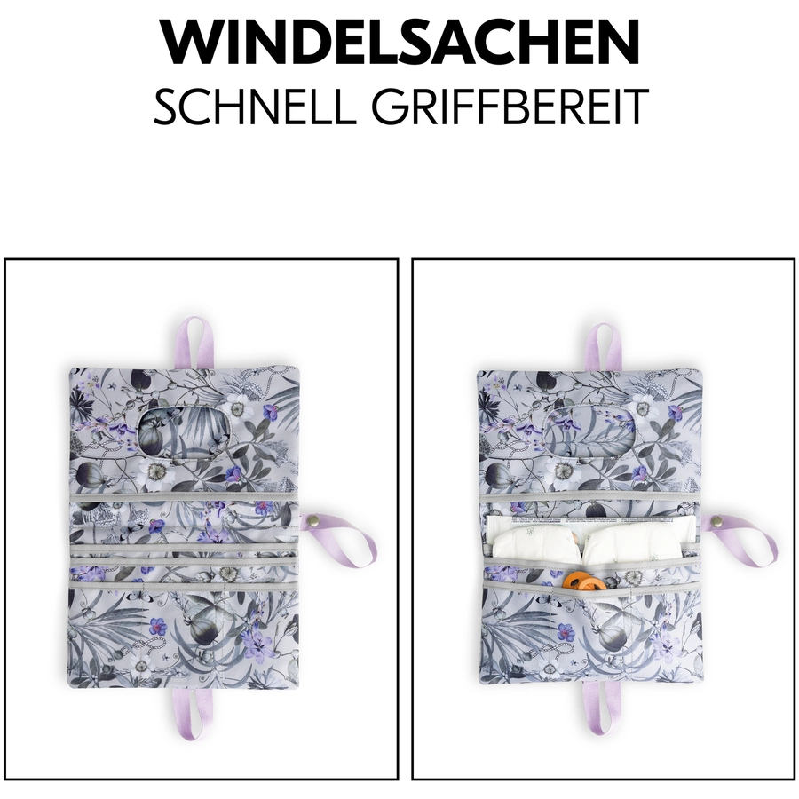 hauck Windeltasche mit Wickelauflage Change N Walk Flora Grey