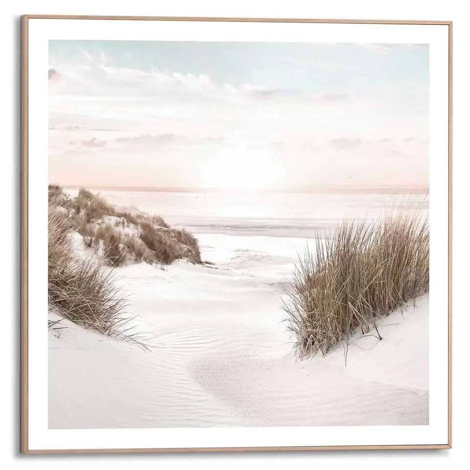 Schilderij Strand Horizon - 50x50cm - Beige