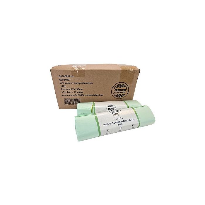 180st Bio Composteerbare Containerzakken 87x130 cm 140L – 15 Rol x 12 zak (B110008713)