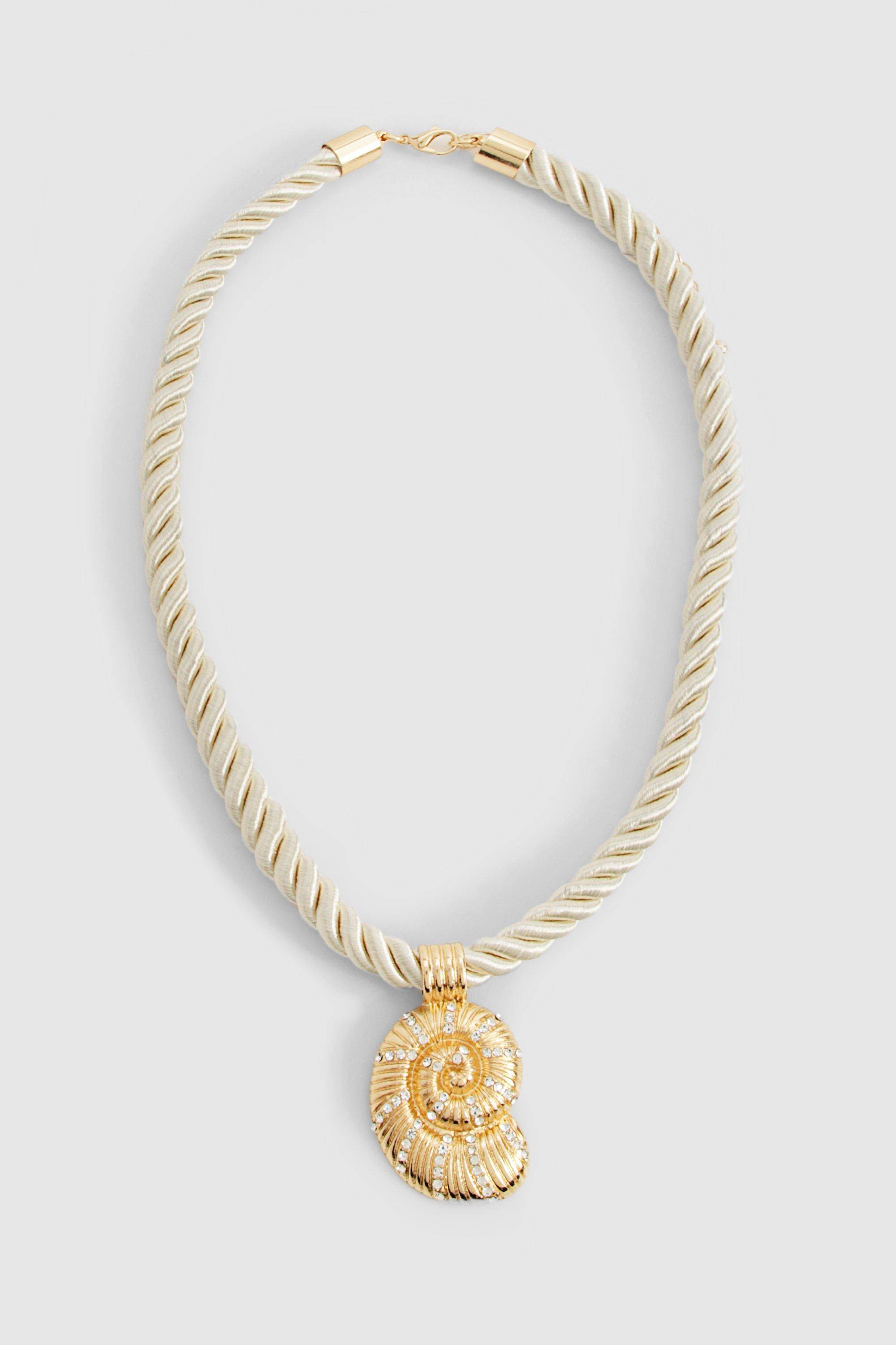 boohoo Collier à corde orné d’un pendentif en coquille