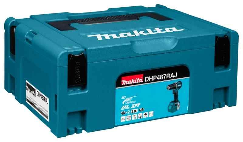Makita DHP487RAJ 18V Klopboor-/schroefmachine set (2x2.0Ah) in Mbox