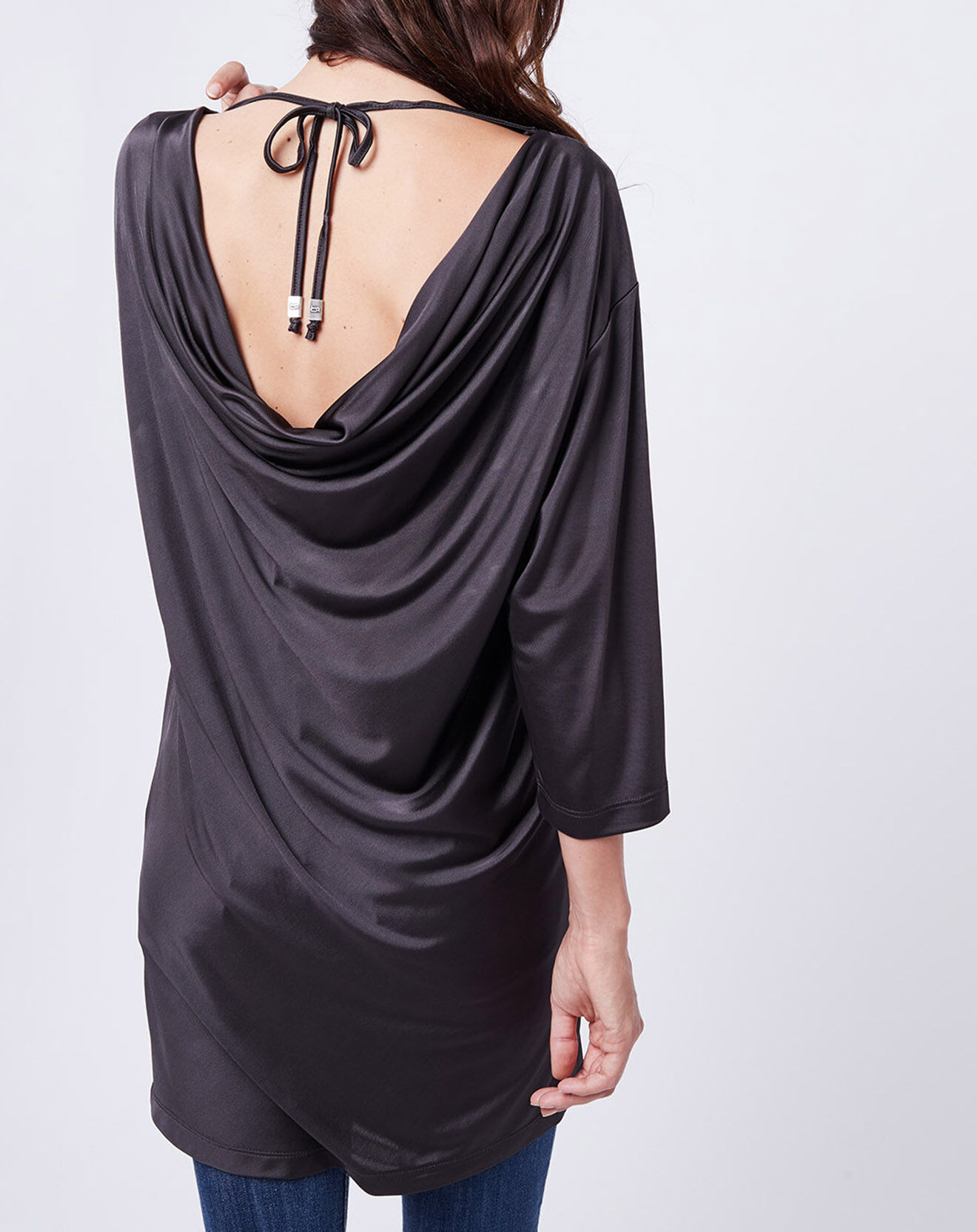 John Galliano Tunique Dos nu gris anthracite