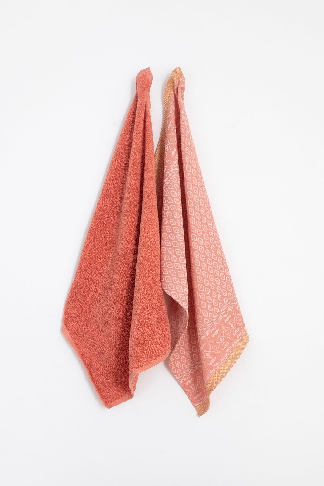 Lichtroze handdoek en theedoek Terry