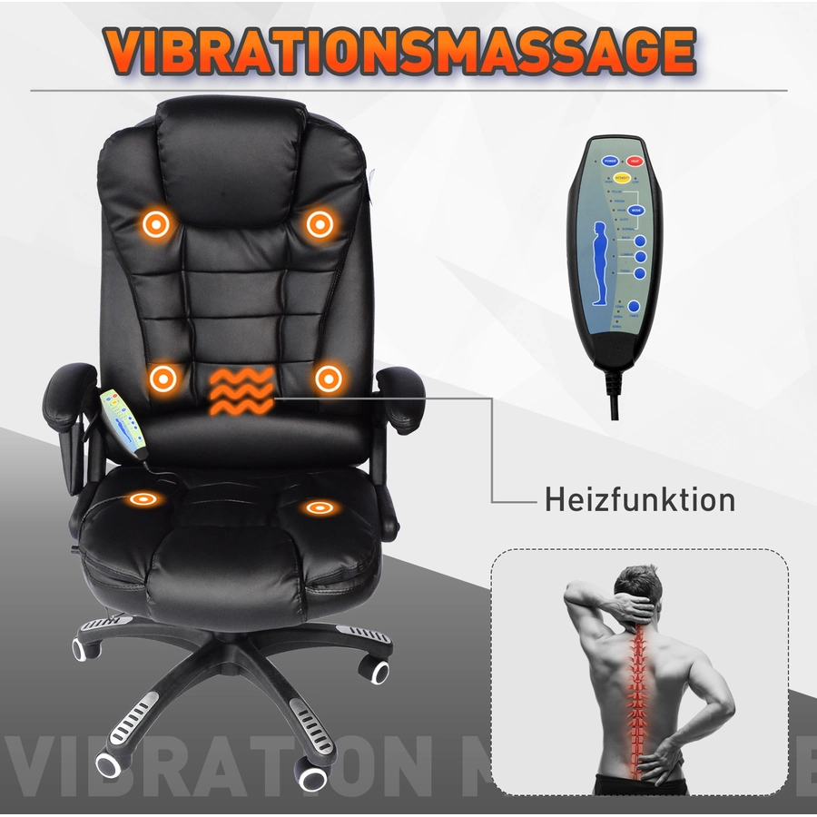 HOMCOM Bürosessel  Chefsessel mit Massagefunktion schwarz