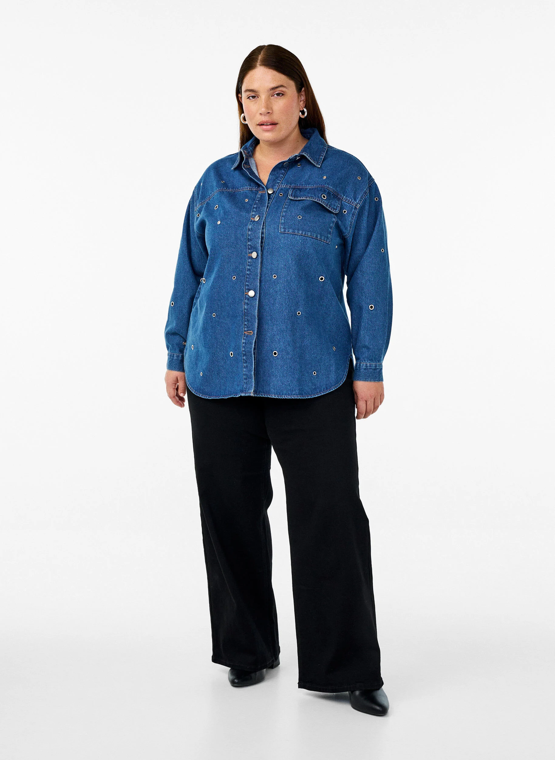 Denim skjorte med eyelets