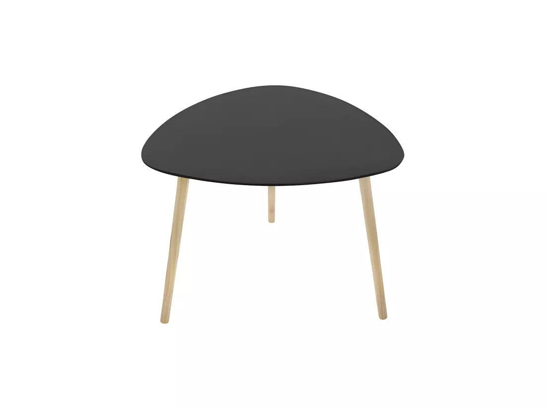Table à café en Bois Noir et pieds en Bois d'Hévéa