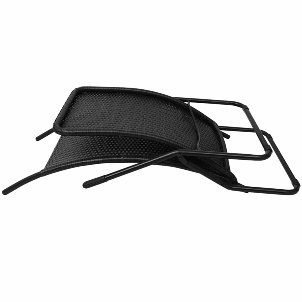 Transat chaise longue bain de soleil lit de jardin terrasse meuble d'extérieur pliante rotin synthétique noir